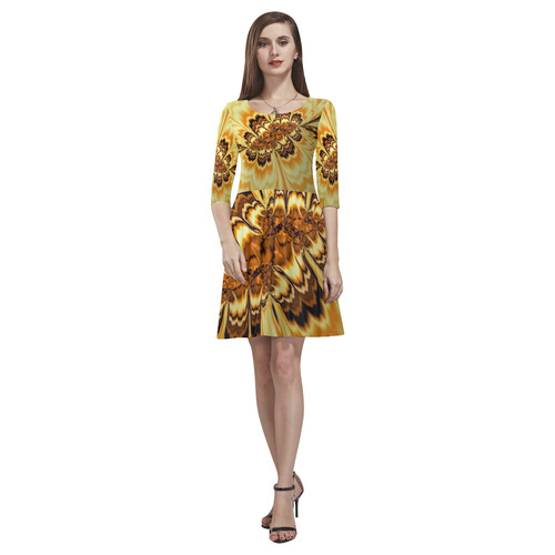 amazing Fractal 43 golden by JamColors Tethys Half-Sleeve Skater Dress(Model D20)