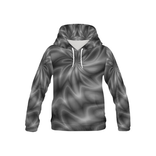 Grey Shiny Swirl All Over Print Hoodie for Kid (USA Size) (Model H13)