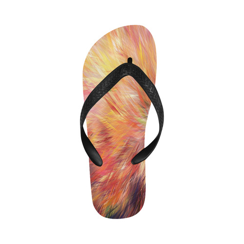 Red And Orange Colorburst Flip Flops for Men/Women (Model 040)