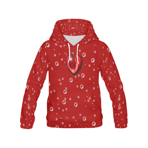 Valentine Heart All Over Print Hoodie for Women (USA Size) (Model H13)