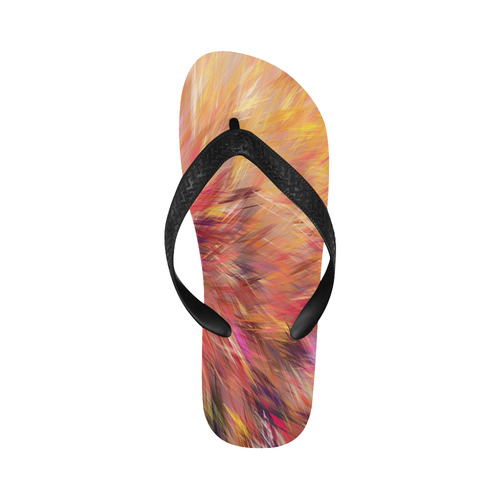 Red And Orange Colorburst Flip Flops for Men/Women (Model 040)