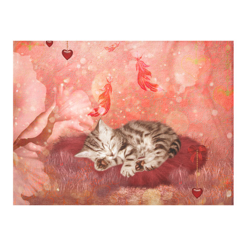 Sweet little sleeping kitten Cotton Linen Tablecloth 52"x 70"