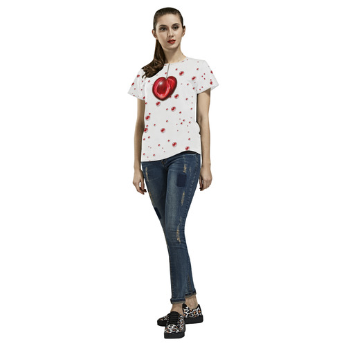 Valentine Heart All Over Print T-Shirt for Women (USA Size) (Model T40)