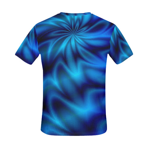 Blue Shiny Swirl All Over Print T-Shirt for Men (USA Size) (Model T40)