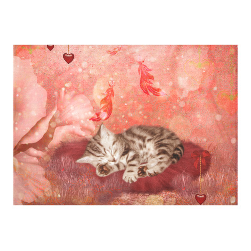 Sweet little sleeping kitten Cotton Linen Tablecloth 60"x 84"