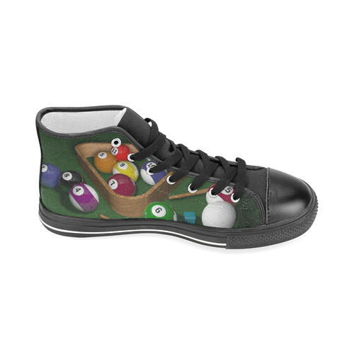 Pool Player Black Men’s Classic High Top Canvas Shoes (Model 017)