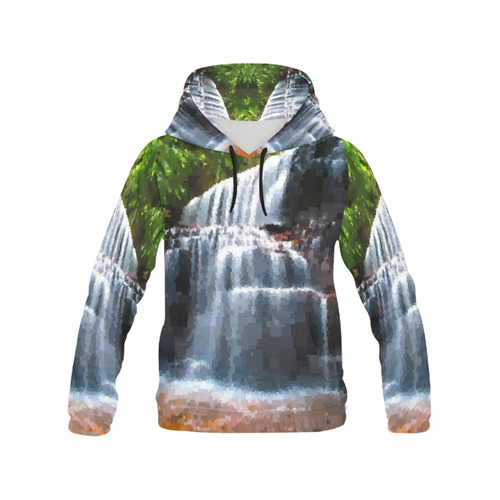 Pixel Waterfall All Over Print Hoodie for Women (USA Size) (Model H13)