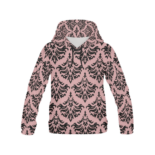 Bridal Rose Damask All Over Print Hoodie for Women (USA Size) (Model H13)