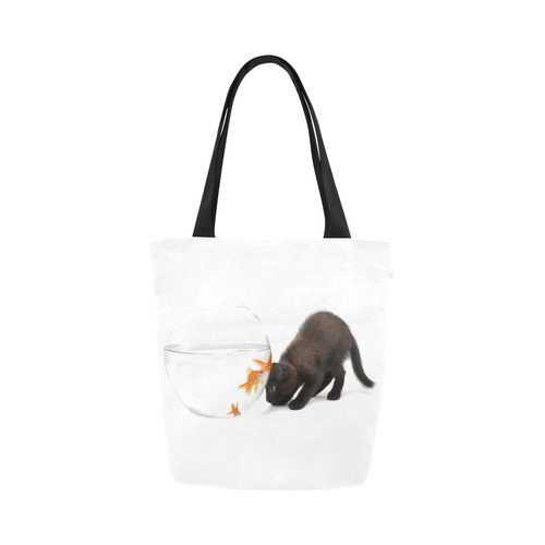 CAT AND FISH Canvas Tote Bag (Model 1657)