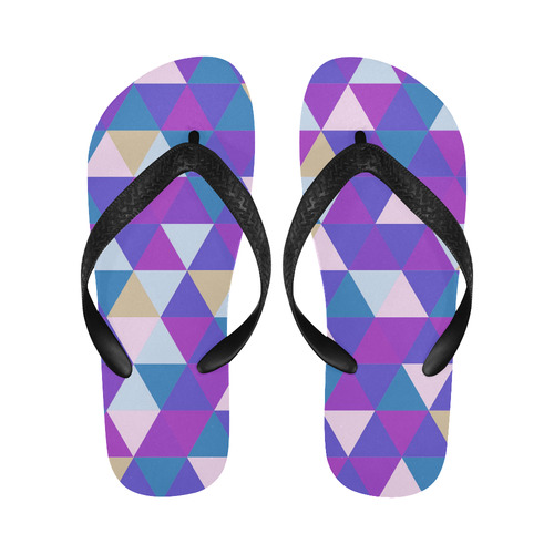 Purple Blue Pink Abstract Triangles Flip Flops for Men/Women (Model 040)