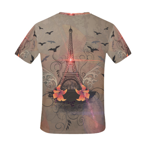 Eiffel Tower with birds All Over Print T-Shirt for Men (USA Size) (Model T40)