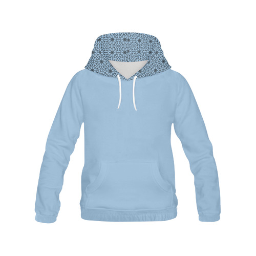 Airy Blue Lace All Over Print Hoodie for Women (USA Size) (Model H13)