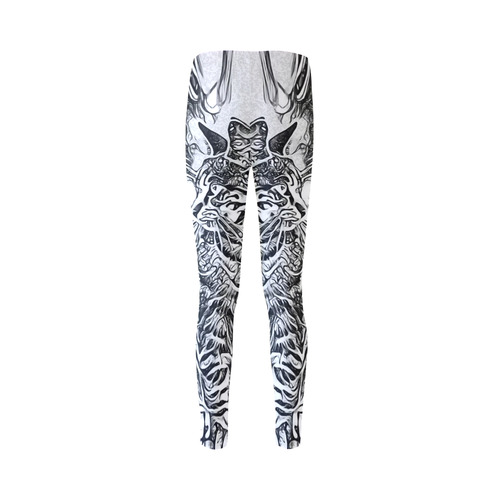 Black White Drawing of a CAT Cassandra Women's Leggings (Model L01)