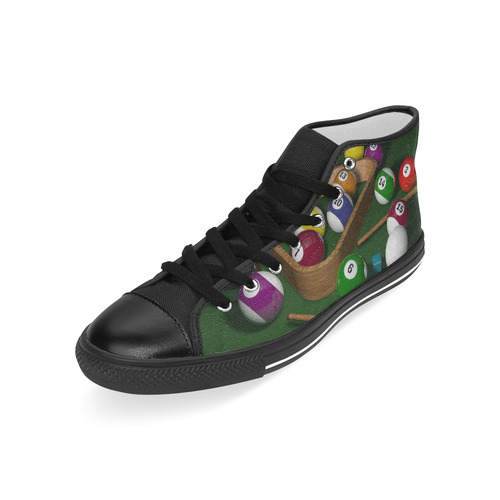 Pool Player Black Men’s Classic High Top Canvas Shoes (Model 017)