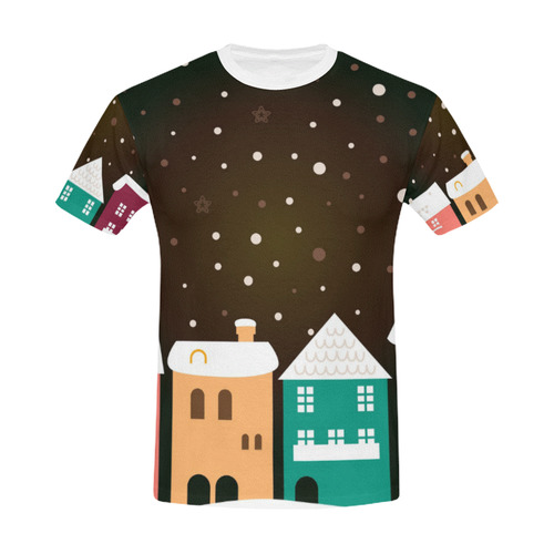 MENS ALL OVER PRINT TSHIRT : Christmas vintage Town II All Over Print T-Shirt for Men (USA Size) (Model T40)