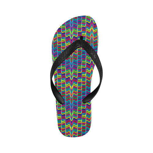 Crazy Neon Waves Flip Flops for Men/Women (Model 040)