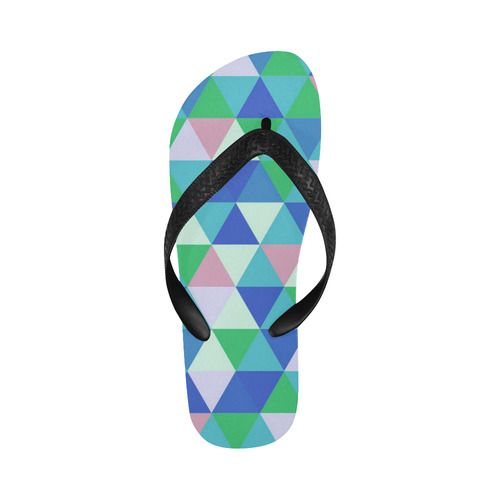 Green Blue Pink Abstract Triangles Flip Flops for Men/Women (Model 040)