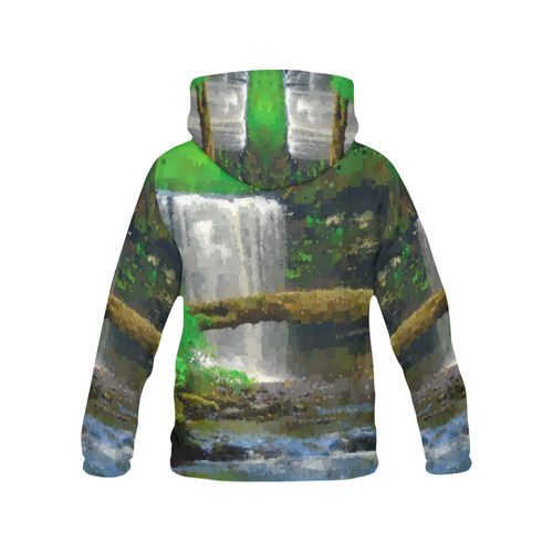 Peaceful Pixel Waterfall All Over Print Hoodie for Women (USA Size) (Model H13)