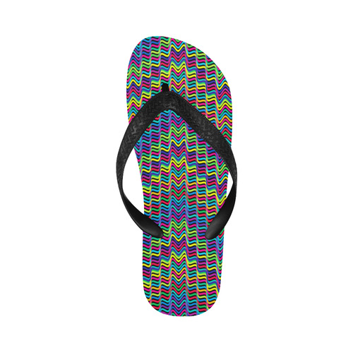 Crazy Neon Waves Flip Flops for Men/Women (Model 040)