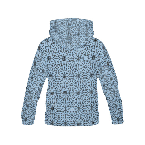 Airy Blue Lace All Over Print Hoodie for Women (USA Size) (Model H13)