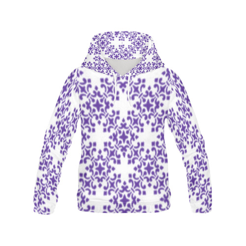 Purple Damask All Over Print Hoodie for Women (USA Size) (Model H13)