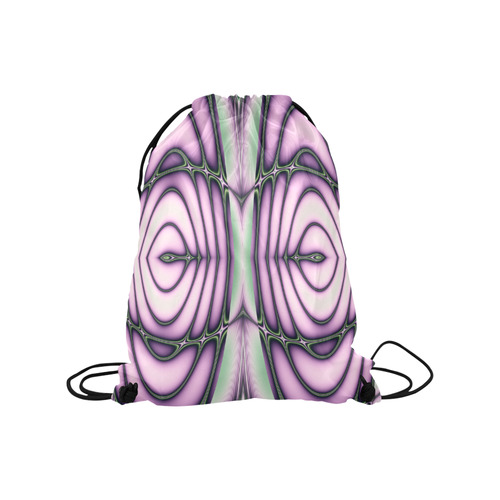 Pink and Green Ripples Fractal Abstract Medium Drawstring Bag Model 1604 (Twin Sides) 13.8"(W) * 18.1"(H)