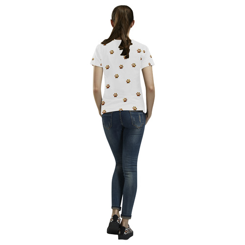 Tiger Paw All Over Print T-Shirt for Women (USA Size) (Model T40)