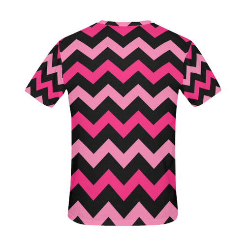 MEN T-SHIRT : Pink, black zig-zg Edition All Over Print T-Shirt for Men (USA Size) (Model T40)