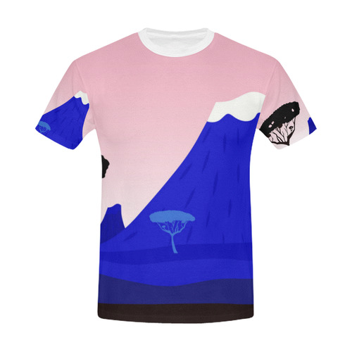 TSHIRT FOR HIM : Serengethi pink and blue II All Over Print T-Shirt for Men (USA Size) (Model T40)