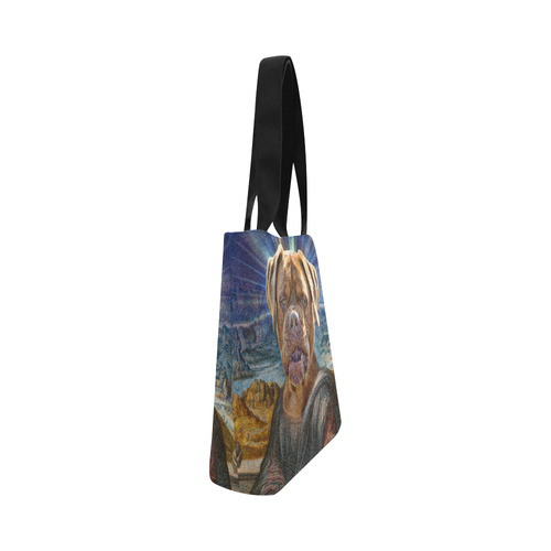 Funny Art BULLDOG MONA LISA Canvas Tote Bag (Model 1657)