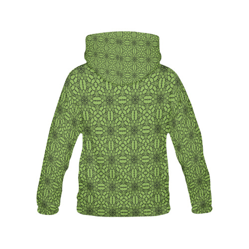 Greenery Black Lace All Over Print Hoodie for Women (USA Size) (Model H13)