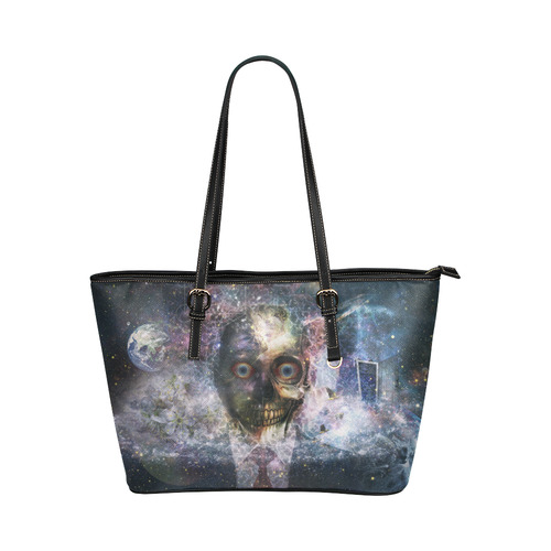 Death is not the end Leather Tote Bag/Large (Model 1651)