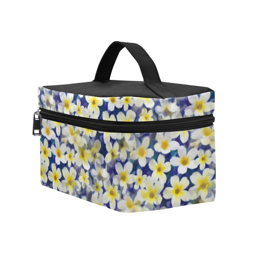 Summer Flowers Pattern White Blue Lunch Bag/Large (Model 1658)