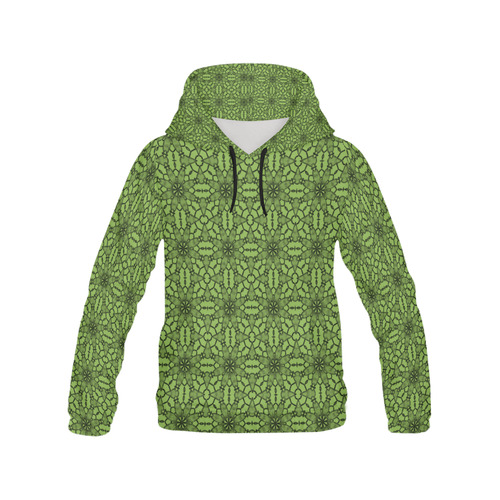Greenery Black Lace All Over Print Hoodie for Women (USA Size) (Model H13)