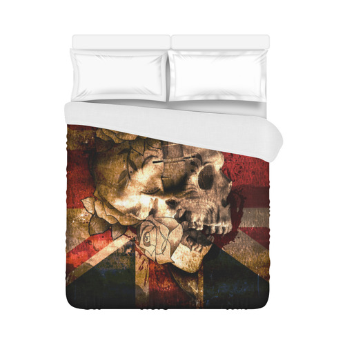 Grunge Skull and British Flag Duvet Cover 86"x70" ( All-over-print)