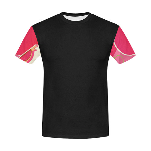 Designers t-shirt for Him : Parcial pomegranate / black, pink All Over Print T-Shirt for Men (USA Size) (Model T40)