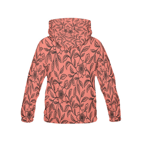 Vintage Lace Floral Peach Echo All Over Print Hoodie for Women (USA Size) (Model H13)
