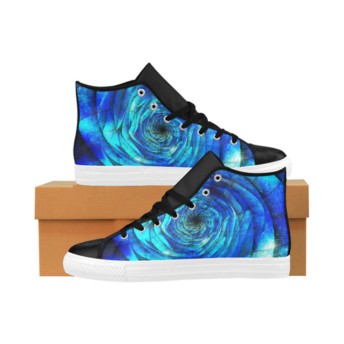 Galaxy Wormhole Spiral 3D - Jera Nour Aquila High Top Microfiber Leather Men's Shoes (Model 032)