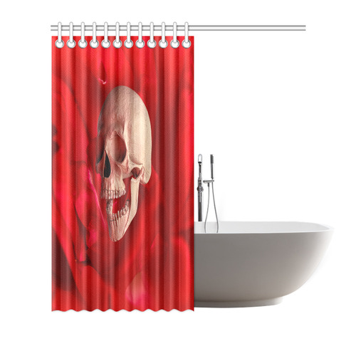 Funny Skull and Red Rose Shower Curtain 72"x72"