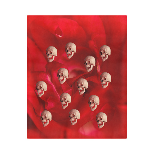 Funny Skull and Red Rose Duvet Cover 86"x70" ( All-over-print)