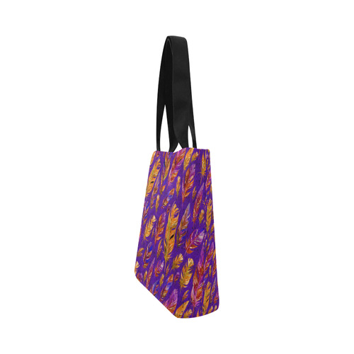 Watercolor Feathers And Dots Pattern Purple Canvas Tote Bag (Model 1657)