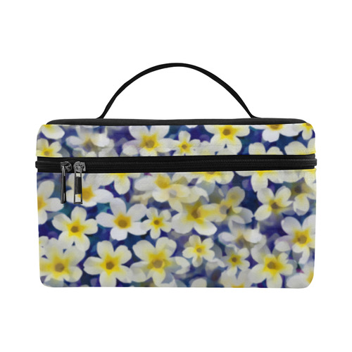 Summer Flowers Pattern White Blue Lunch Bag/Large (Model 1658)