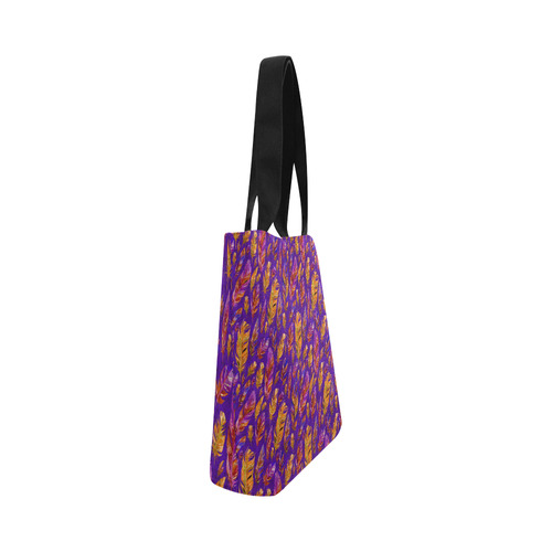 Watercolor Feathers And Dots Pattern Purple Canvas Tote Bag (Model 1657)