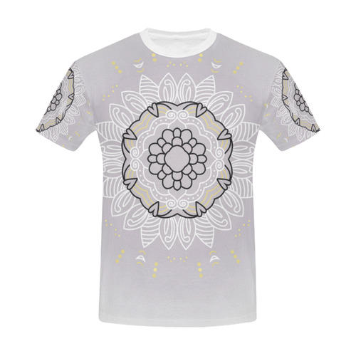 MEN VINTAGE Mandala designers t-shirt / Grey and white All Over Print T-Shirt for Men (USA Size) (Model T40)