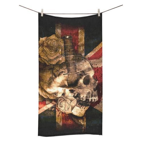 Grunge Skull and British Flag Bath Towel 30"x56"