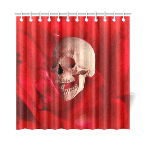 Funny Skull and Red Rose Shower Curtain 72"x72"