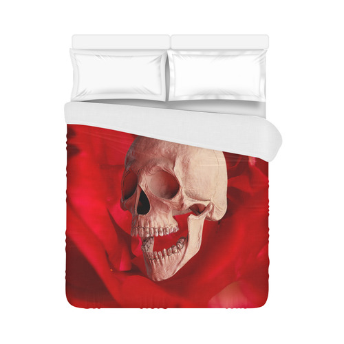 Funny Skull and Red Rose Duvet Cover 86"x70" ( All-over-print)