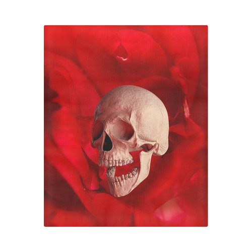 Funny Skull and Red Rose Duvet Cover 86"x70" ( All-over-print)