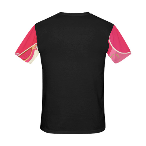 Designers t-shirt for Him : Parcial pomegranate / black, pink All Over Print T-Shirt for Men (USA Size) (Model T40)