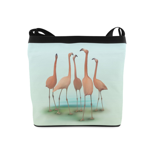 Flamingo Mingle, watercolor, birds Crossbody Bags (Model 1613)